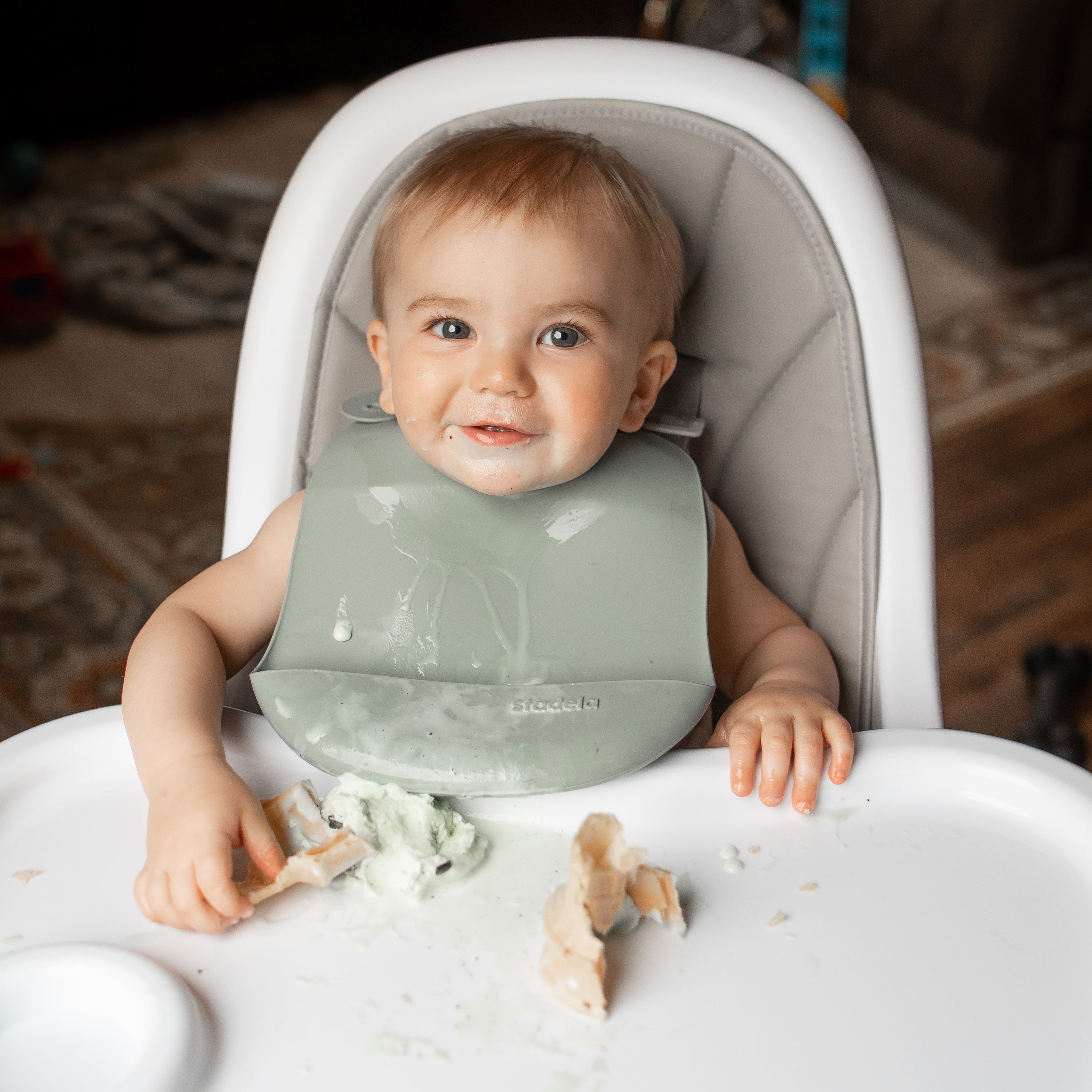 Best baby bibs, gift for baby shower, birthday, Christmas, Rust Colored, Boho Flowers in Earth Toned Colors, Eco friendly, sustainable, silicone bibs, baby led weaning, 6 months baby essentials, starting solids, shop small, toddler must haves, neutral design for baby girl or baby boy, easy clean up
