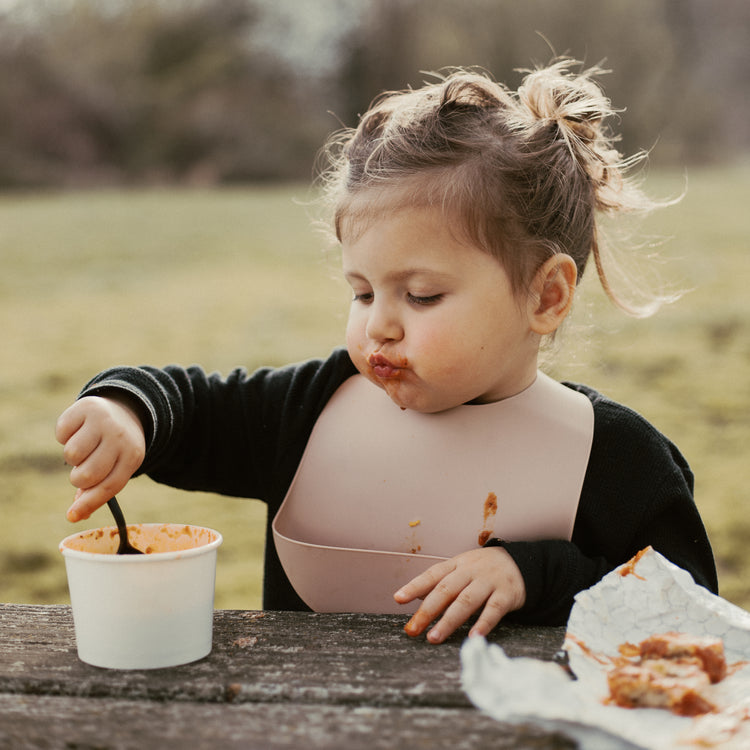 Best baby bibs, gift for baby shower, birthday, Christmas, Rust Colored, Boho Flowers in Earth Toned Colors, Eco friendly, sustainable, silicone bibs, baby led weaning, 6 months baby essentials, starting solids, shop small, toddler must haves, neutral design for baby girl or baby boy, easy clean up