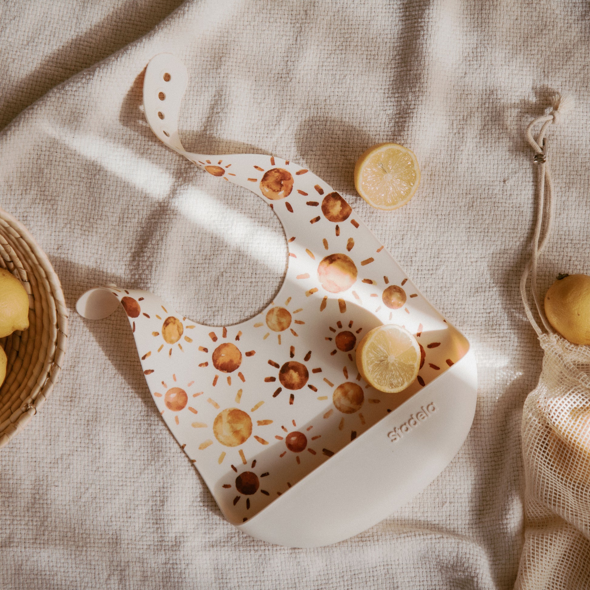 Best baby bibs, gift for baby shower, birthday, Christmas, Rust Colored, Boho Flowers in Earth Toned Colors, Eco friendly, sustainable, silicone bibs, baby led weaning, 6 months baby essentials, starting solids, shop small, toddler must haves, neutral design for baby girl or baby boy, easy clean up