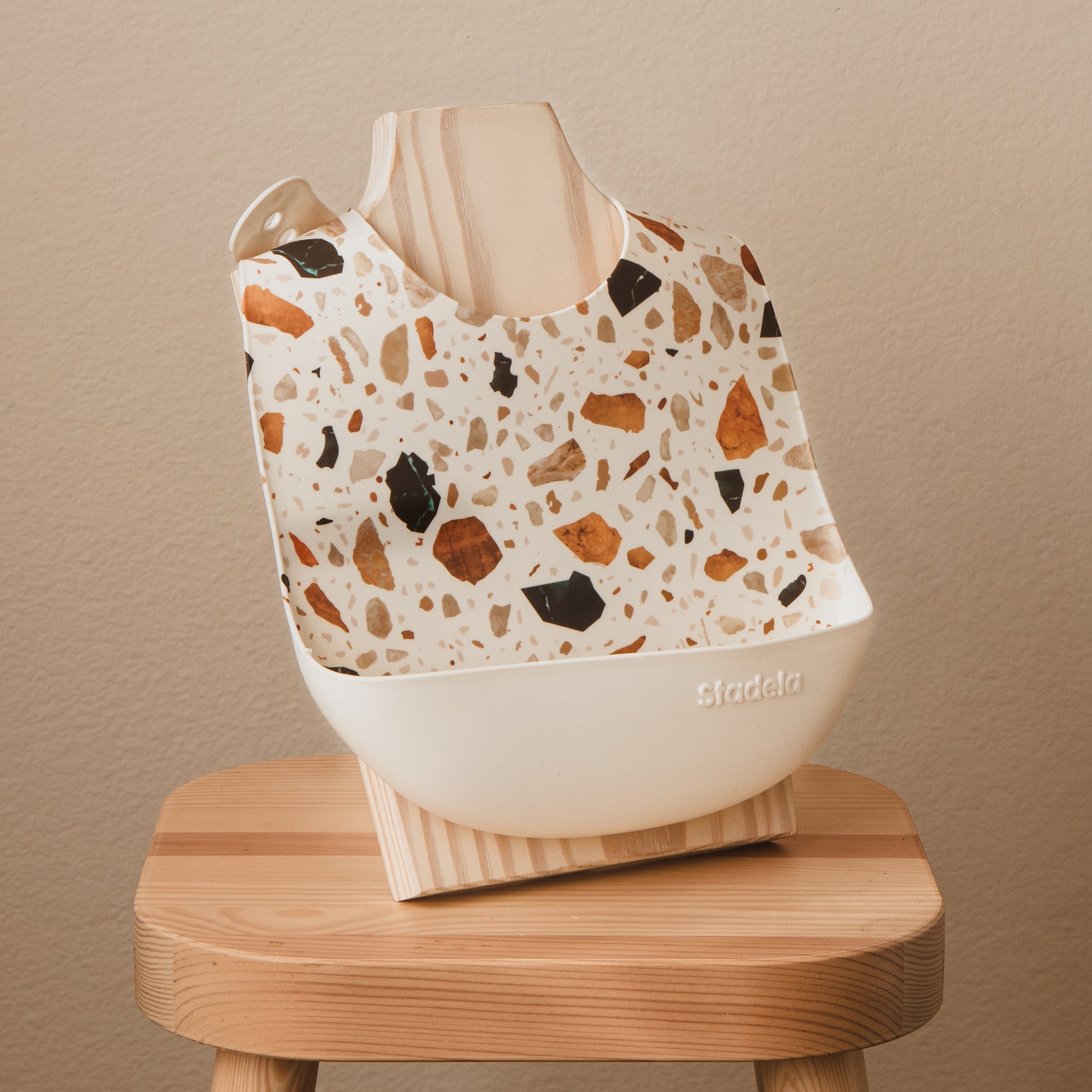 Best baby bibs, gift for baby shower, birthday, Christmas, Rust Colored, Boho Flowers in Earth Toned Colors, Eco friendly, sustainable, silicone bibs, baby led weaning, 6 months baby essentials, starting solids, shop small, toddler must haves, neutral design for baby girl or baby boy, easy clean up
